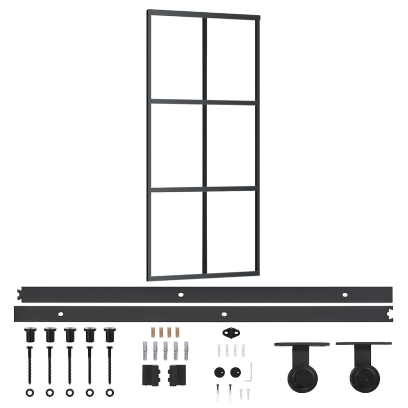 vidaXL ESG üveg és alumínium tolóajtó fémszerelvény-szettel 90x205 cm
