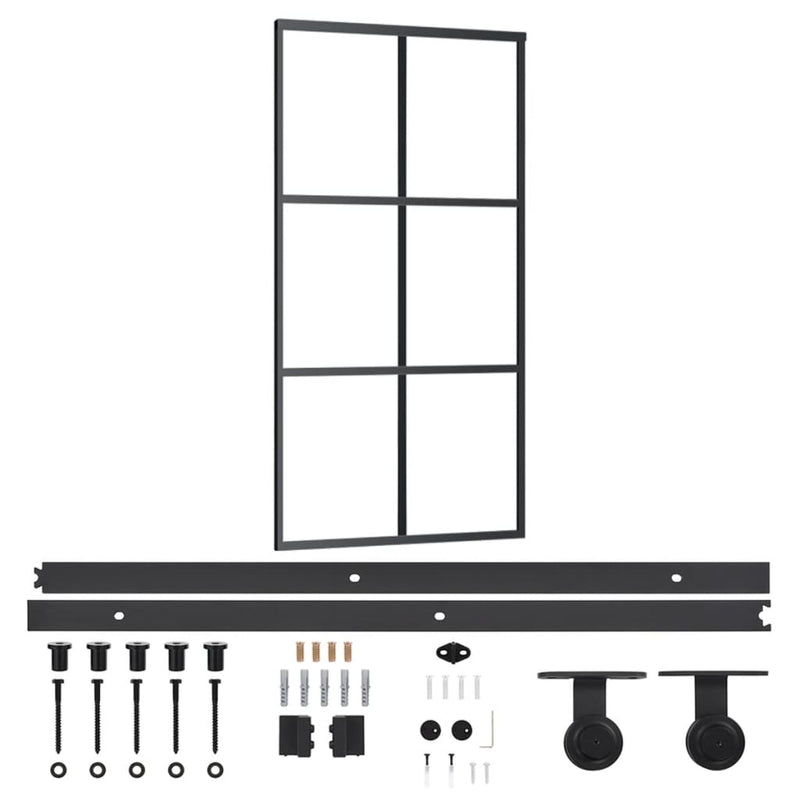 vidaXL ESG üveg és alumínium tolóajtó fémszerelvény-szettel 102x205 cm