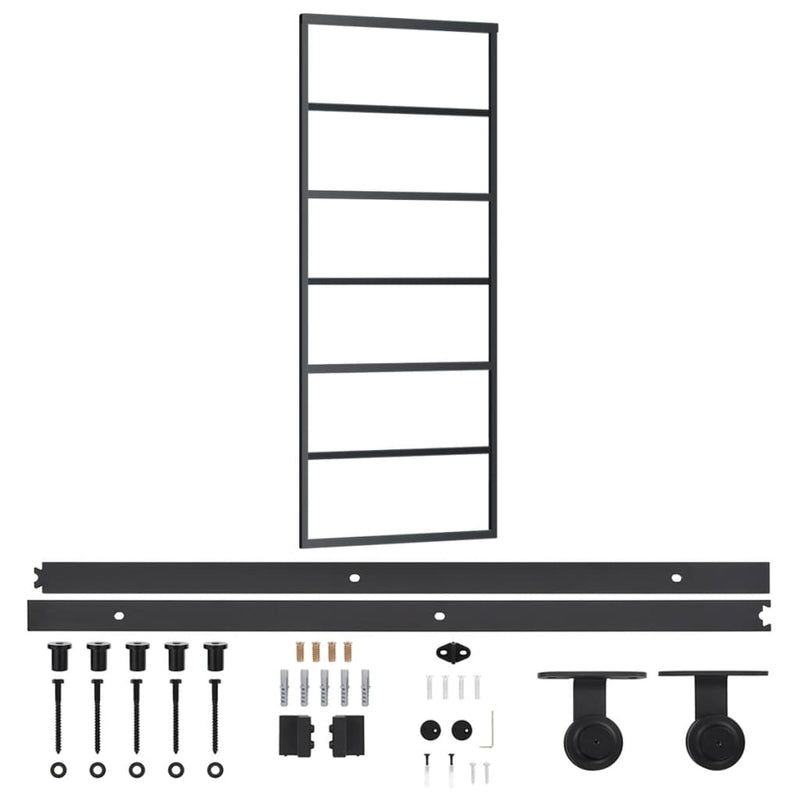 vidaXL ESG üveg és alumínium tolóajtó fémszerelvény-szettel 76x205 cm