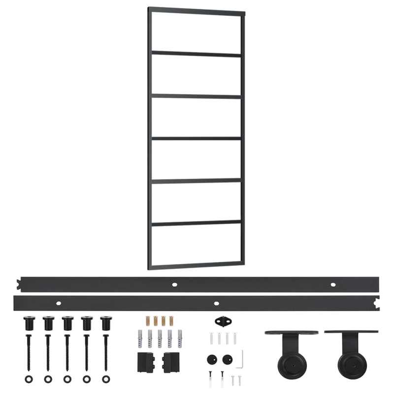 vidaXL ESG üveg és alumínium tolóajtó fémszerelvény-szettel 76x205 cm