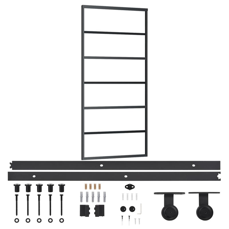 vidaXL ESG üveg és alumínium tolóajtó fémszerelvény-szettel 90x205 cm