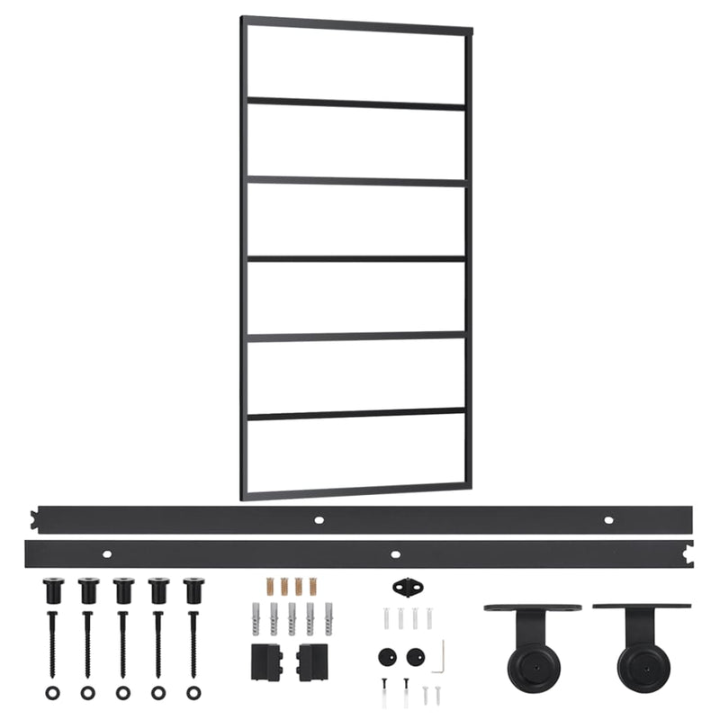 vidaXL ESG üveg és alumínium tolóajtó fémszerelvény-szettel 102x205 cm