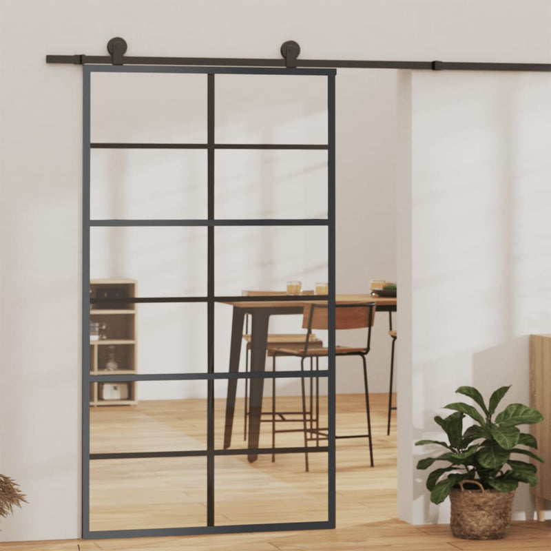vidaXL ESG üveg és alumínium tolóajtó fémszerelvény-szettel 102x205 cm