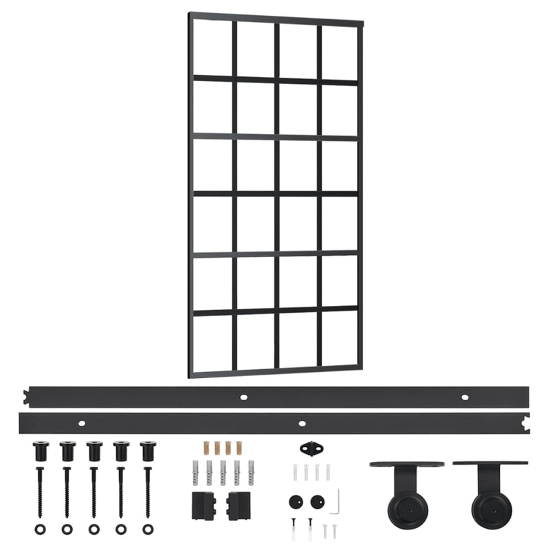 vidaXL ESG üveg és alumínium tolóajtó fémszerelvény-szettel 102x205 cm