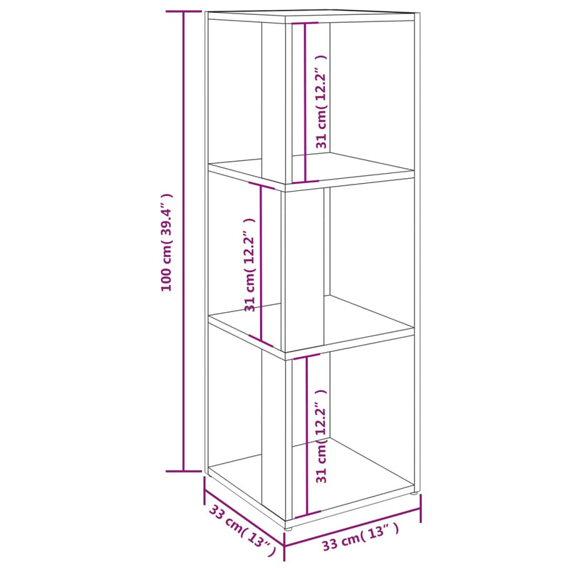 vidaXL betonszürke szerelt fa sarokszekrény 33 x 33 x 100 cm