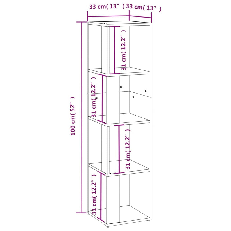 vidaXL betonszürke szerelt fa sarokszekrény 33 x 33 x 132 cm