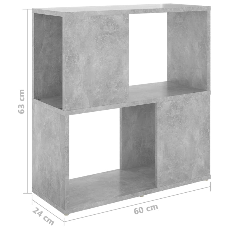 vidaXL betonszürke szerelt fa könyvszekrény 60 x 24 x 63 cm