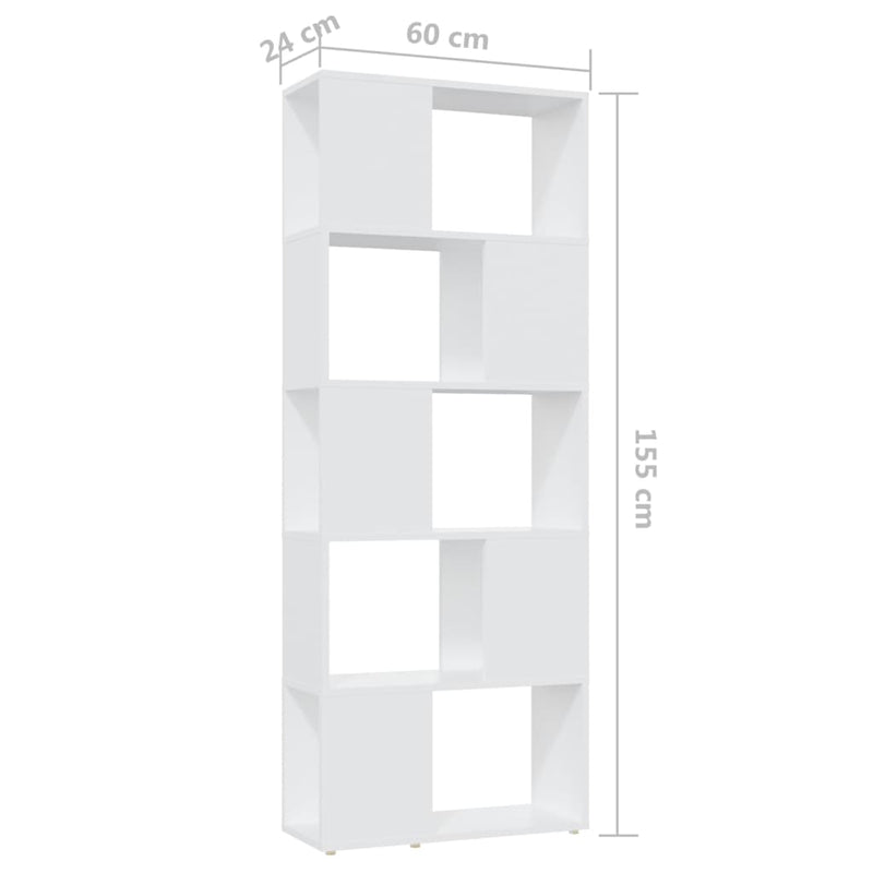 vidaXL fehér szerelt fa térelválasztó könyvszekrény 60 x 24 x 155 cm