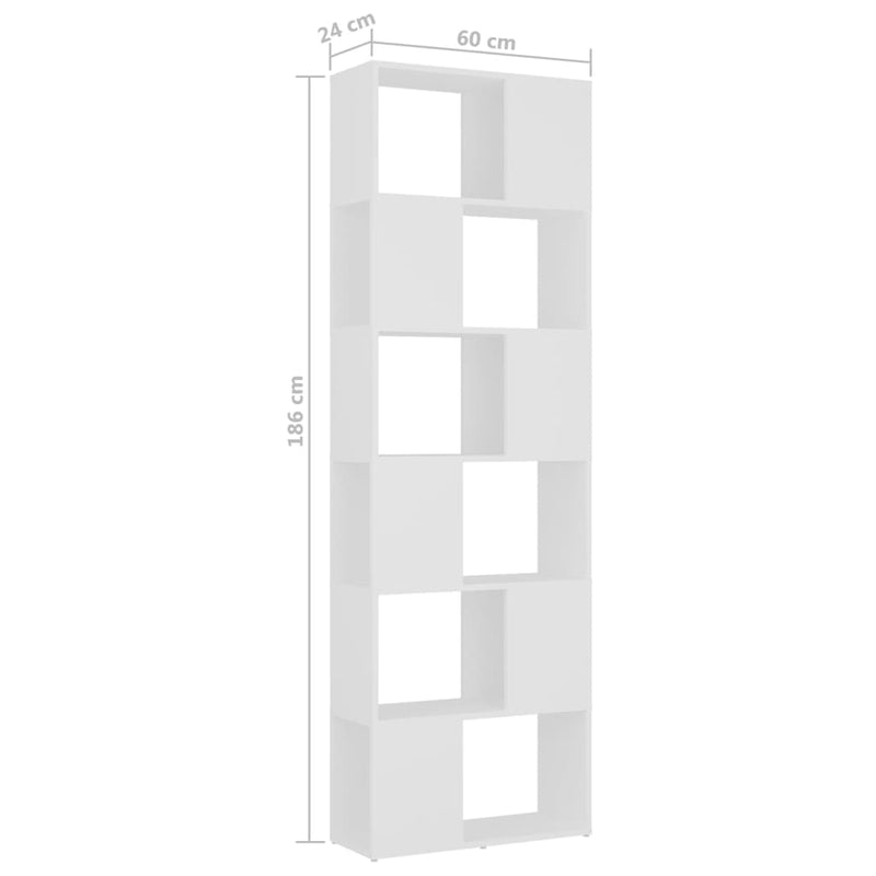 vidaXL fehér térelválasztó könyvszekrény 60 x 24 x 186 cm
