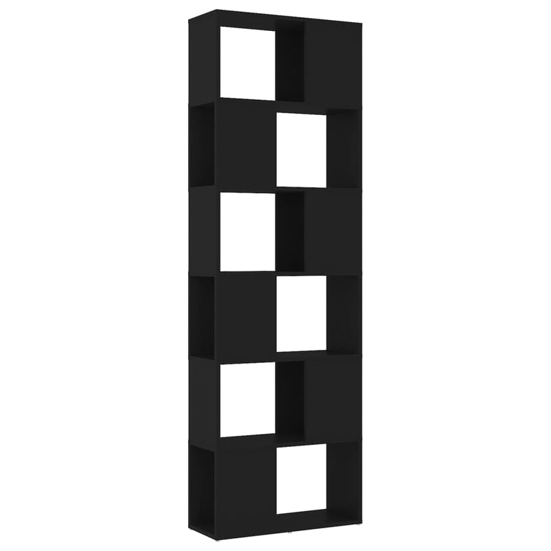 vidaXL fekete szerelt fa térelválasztó könyvszekrény 60 x 24 x 186 cm
