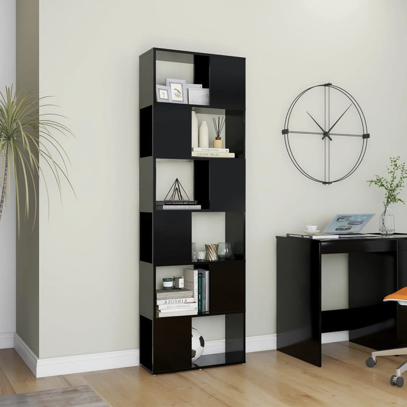 vidaXL fekete szerelt fa térelválasztó könyvszekrény 60 x 24 x 186 cm