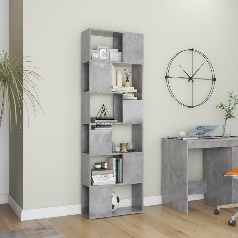 vidaXL betonszürke szerelt fa térelválasztó könyvszekrény 60x24x186 cm