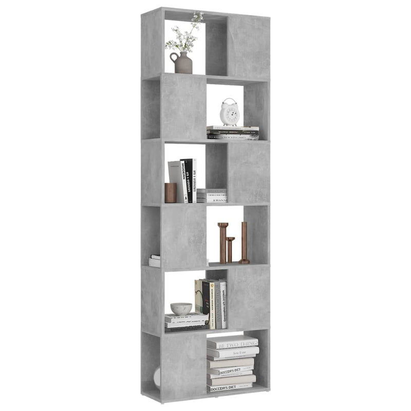 vidaXL betonszürke szerelt fa térelválasztó könyvszekrény 60x24x186 cm