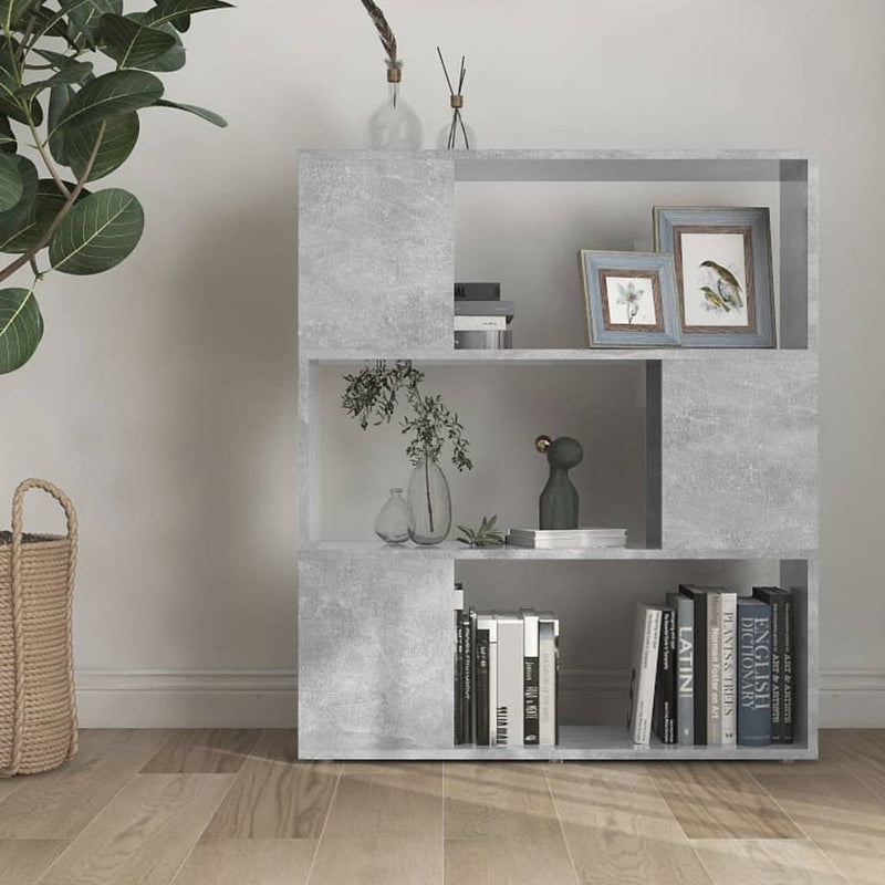 vidaXL betonszürke szerelt fa térelválasztó könyvszekrény 80x24x94 cm