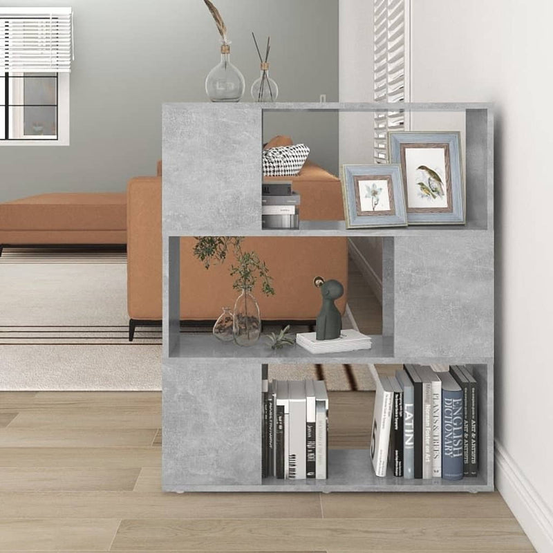 vidaXL betonszürke szerelt fa térelválasztó könyvszekrény 80x24x94 cm