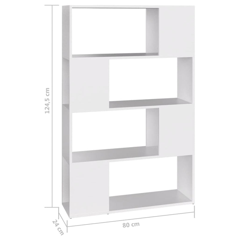 vidaXL fehér szerelt fa térelválasztó könyvszekrény 80 x 24 x 124,5 cm