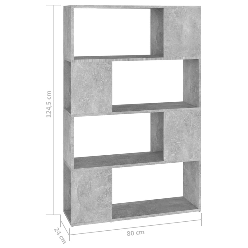 vidaXL betonszürke térelválasztó könyvszekrény 80 x 24 x 124,5 cm