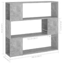vidaXL betonszürke szerelt fa térelválasztó könyvszekrény 100x24x94 cm