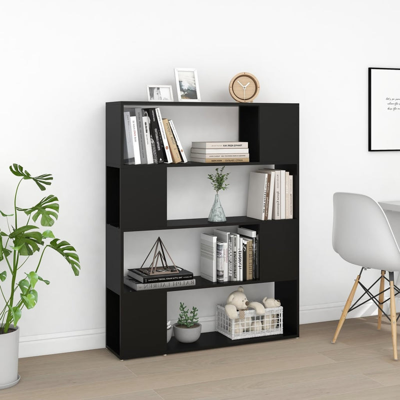 vidaXL fekete szerelt fa térelválasztó könyvszekrény 100 x 24 x 124 cm