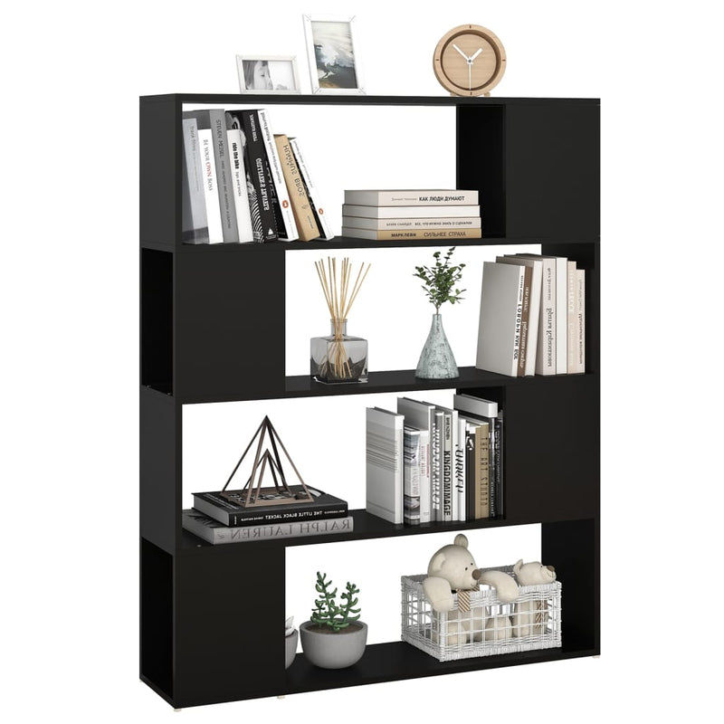 vidaXL fekete szerelt fa térelválasztó könyvszekrény 100 x 24 x 124 cm