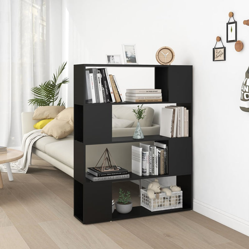 vidaXL fekete szerelt fa térelválasztó könyvszekrény 100 x 24 x 124 cm
