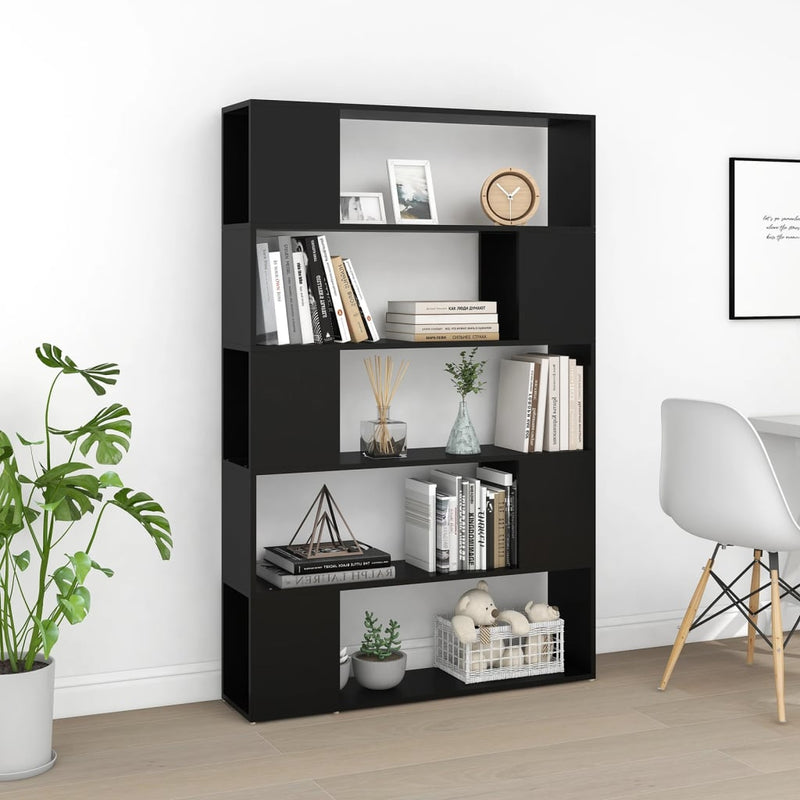 vidaXL fekete szerelt fa térelválasztó könyvszekrény 100 x 24 x 155 cm