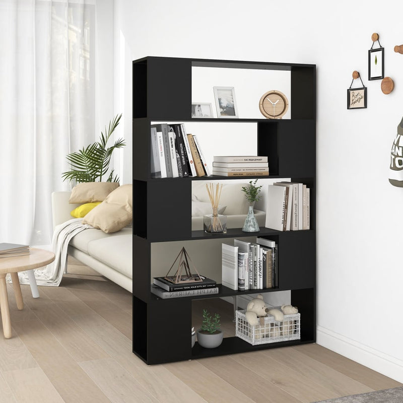 vidaXL fekete szerelt fa térelválasztó könyvszekrény 100 x 24 x 155 cm