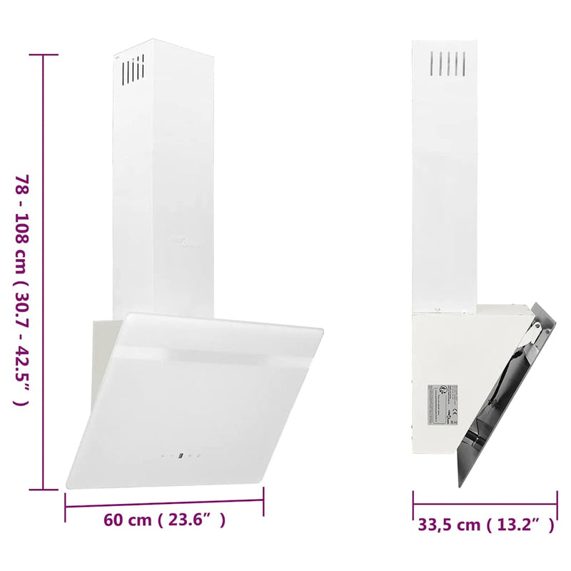 vidaXL fehér acél és edzett üveg fali páraelszívó 60 cm