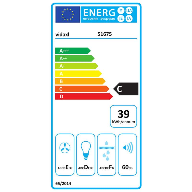 vidaXL fekete acél és edzett üveg fali páraelszívó 60 cm