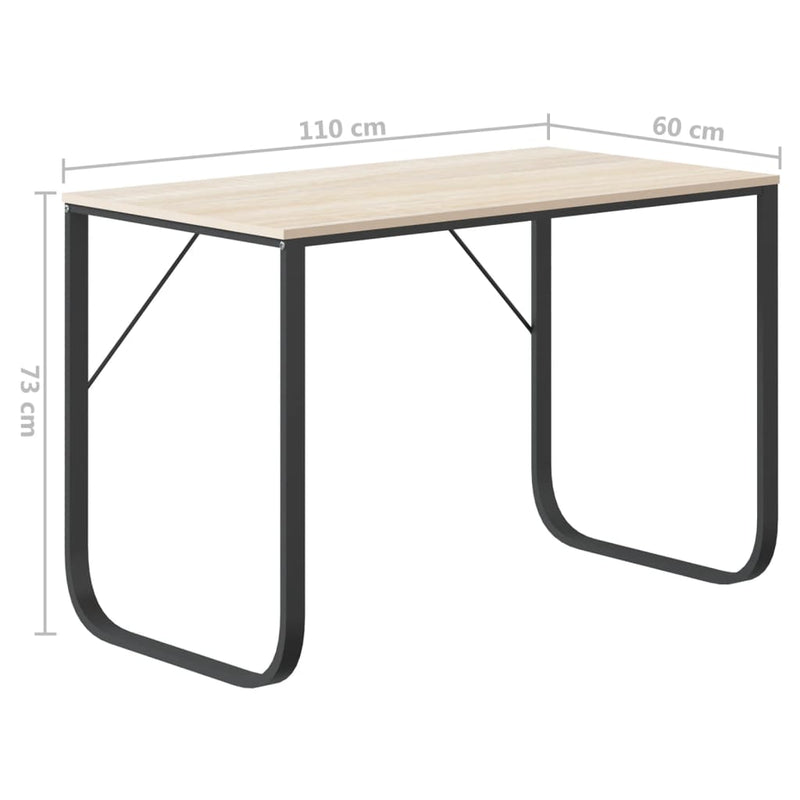 vidaXL fekete-tölgyszínű forgácslap számítógépasztal 110 x 60 x 73 cm