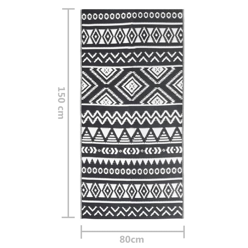 vidaXL kültéri szőnyeg ARAKIL fekete 80x150 cm PP