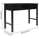 vidaXL fekete tömör császárfa íróasztal 108 x 45 x 76 cm