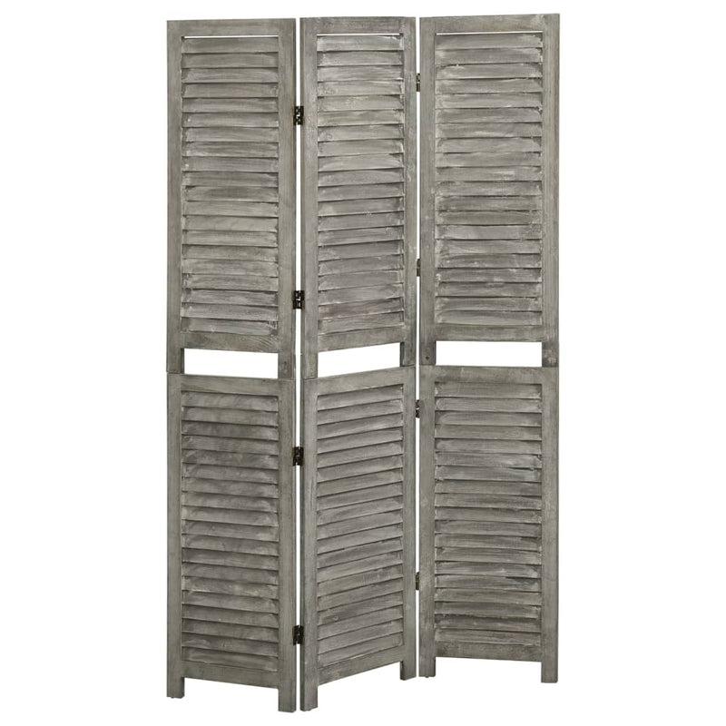 vidaXL szürke 3 paneles tömör faparaván 106,5 x 166 cm