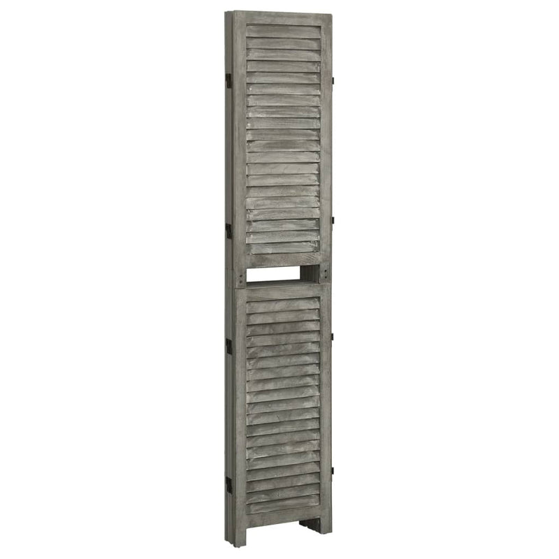 vidaXL szürke 4 paneles tömör faparaván 143 x 166 cm