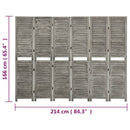 vidaXL szürke 6 paneles tömör faparaván 214 x 166 cm