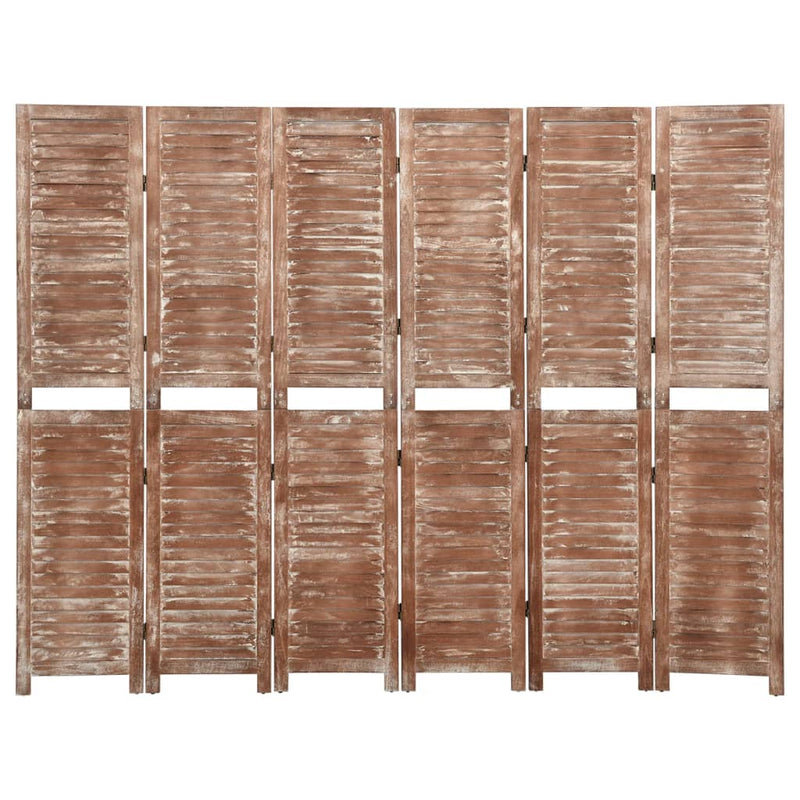 vidaXL 6 paneles barna tömör császárfa paraván 210 x 165 cm