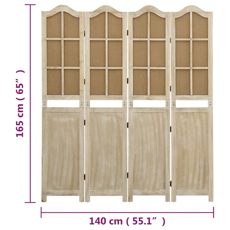 vidaXL 4 paneles barna szövet paraván 140 x 165 cm