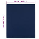 vidaXL tengerészkék pamutdzsörzé gumis lepedő 90x200 cm