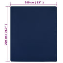 vidaXL tengerészkék pamutdzsörzé gumis lepedő 160 x 200 cm