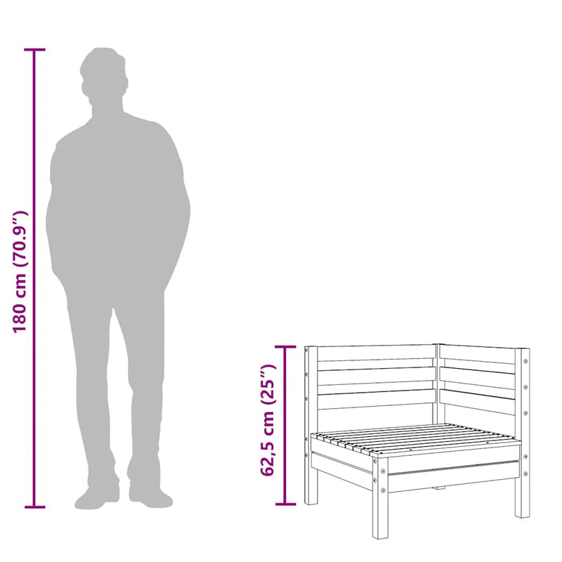 vidaXL tömör fenyőfa kerti sarokkanapé