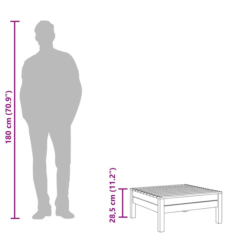 vidaXL szürke tömör fenyőfa kerti lábzsámoly