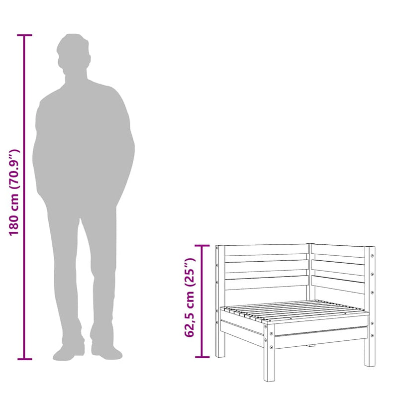 vidaXL 2 db mézbarna tömör fenyőfa kerti sarokkanapé