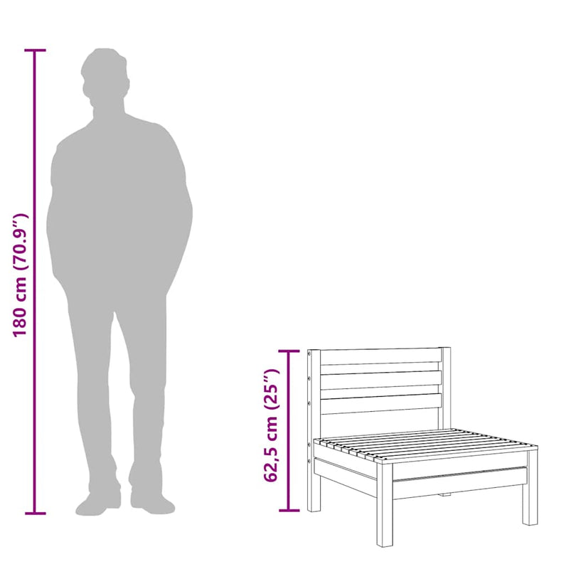 vidaXL 4 db szürke tömör fenyőfa kerti középső kanapé