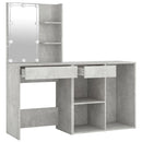 vidaXL betonszürke szerelt fa fésülködőasztal LED-ekkel és szekrénnyel