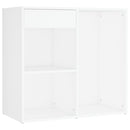 vidaXL fehér szerelt fa fésülködőasztal LED-ekkel és 2 szekrénnyel