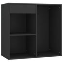 vidaXL fekete szerelt fa LED-es fésülködőasztal szekrényekkel