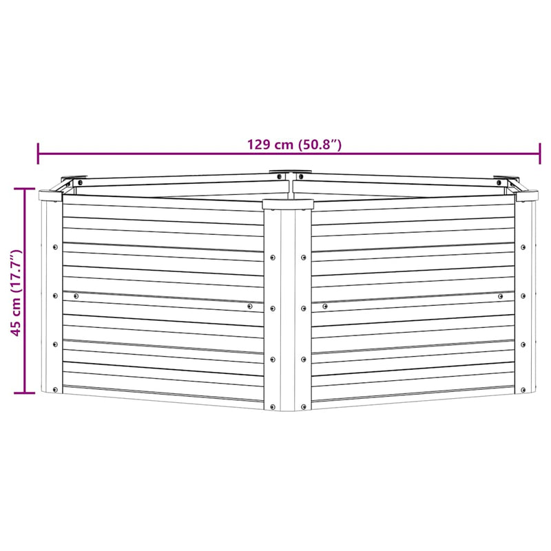 vidaXL ezüstszínű horganyzott acél kerti magaságyás 129 x 45 cm
