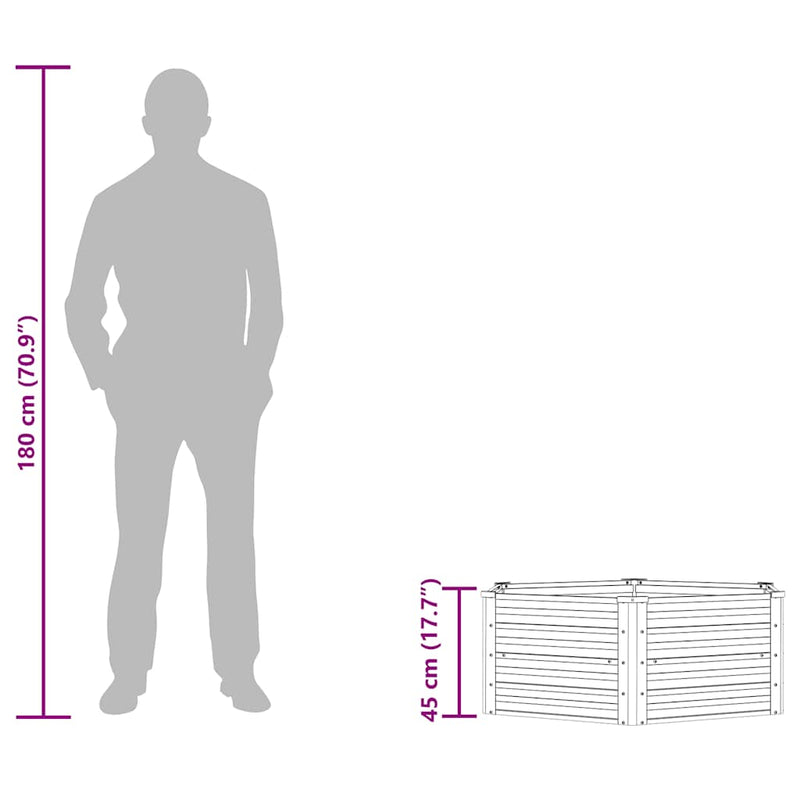 vidaXL ezüstszínű horganyzott acél kerti magaságyás 129 x 45 cm