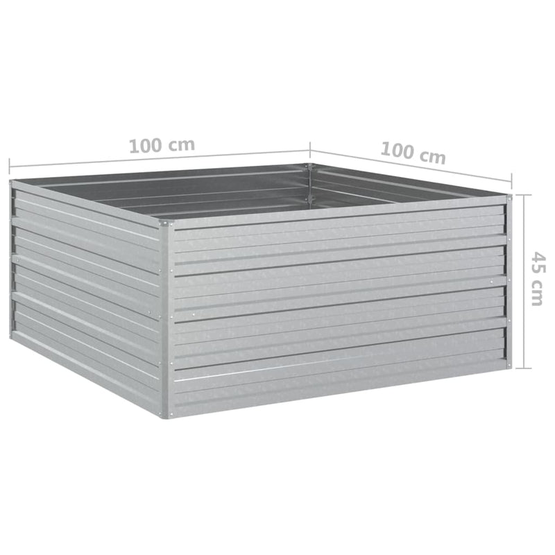 vidaXL ezüstszínű horganyzott acél kerti magaságyás 100 x 100 x 45 cm