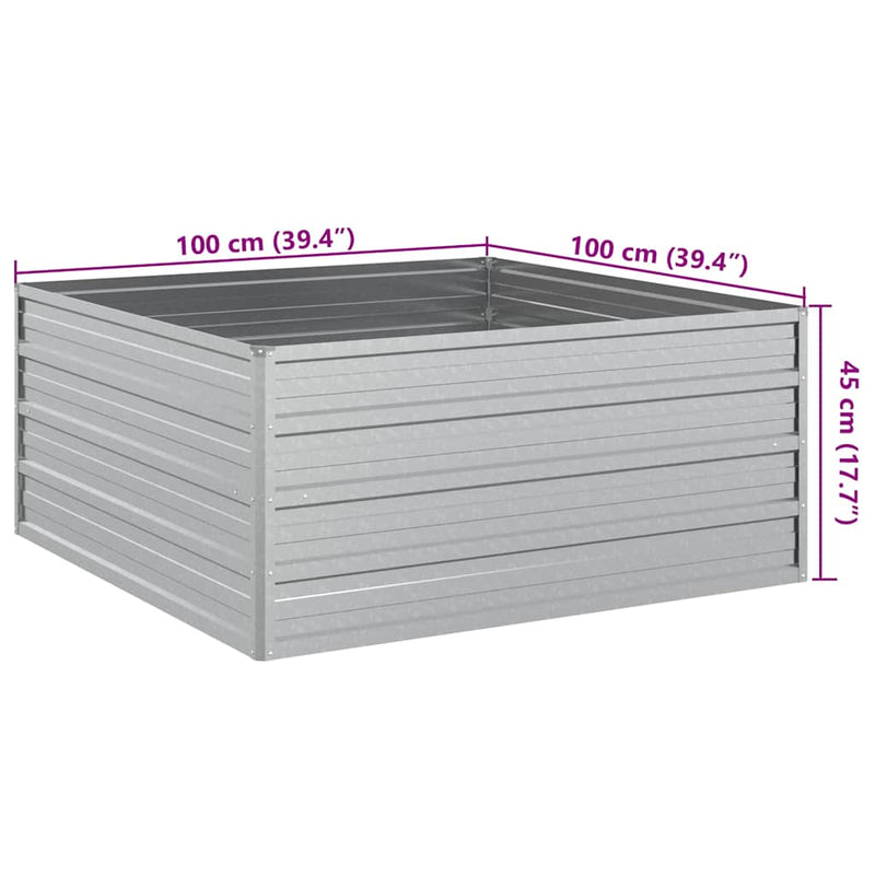 vidaXL ezüstszínű horganyzott acél kerti magaságyás 100 x 100 x 45 cm